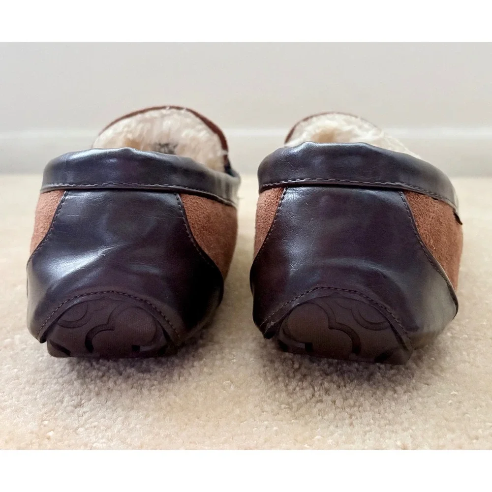 Lamo Mens‎ Chestnut Faux Suede Sherpa Lined Moccasin Slippers Size 11 Comfy